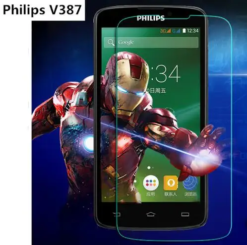 

2.5D 0.3mm tempered glass For Philips Xenium V387 screen protector guard film front case cover +clean kits