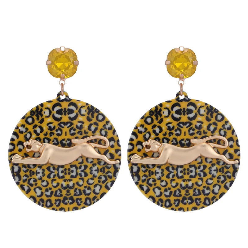 Sehuoran leopard Boho Oorbellen Resin Drop Earrings For Women Round Pendientes Earrings Fashion Jewelry wholesale  (6)
