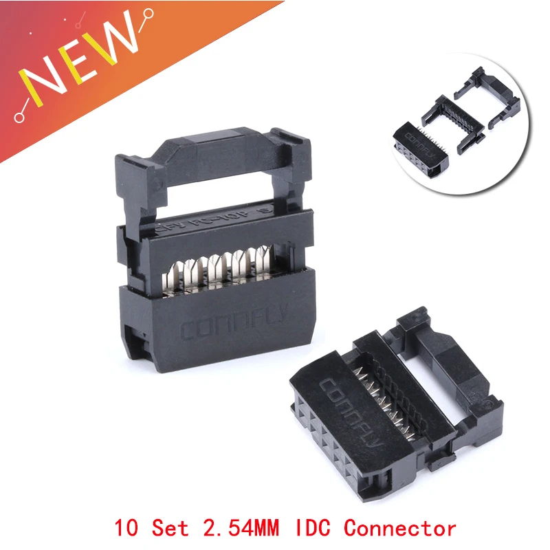 10 контактный разъем IDC для кабеля 2x5 Pin двухрядный шаг 2 54 мм комплектов