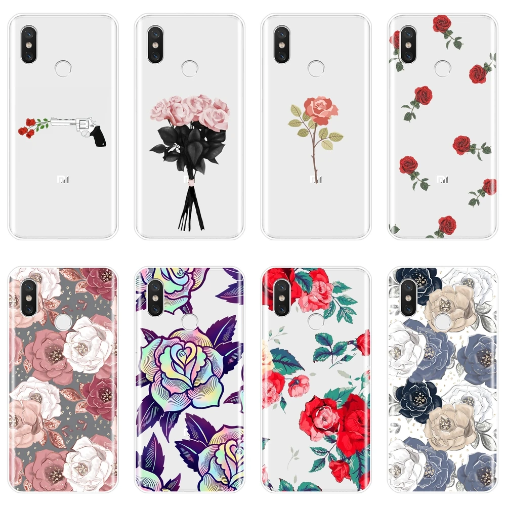 

Soft Phone Case Silicone For Xiaomi Mi 5 5C 5S 5X 6 6X Plus Rose Flower Floral Fashion Back Cover For Xiaomi Mi A1 A2 8 Lite SE