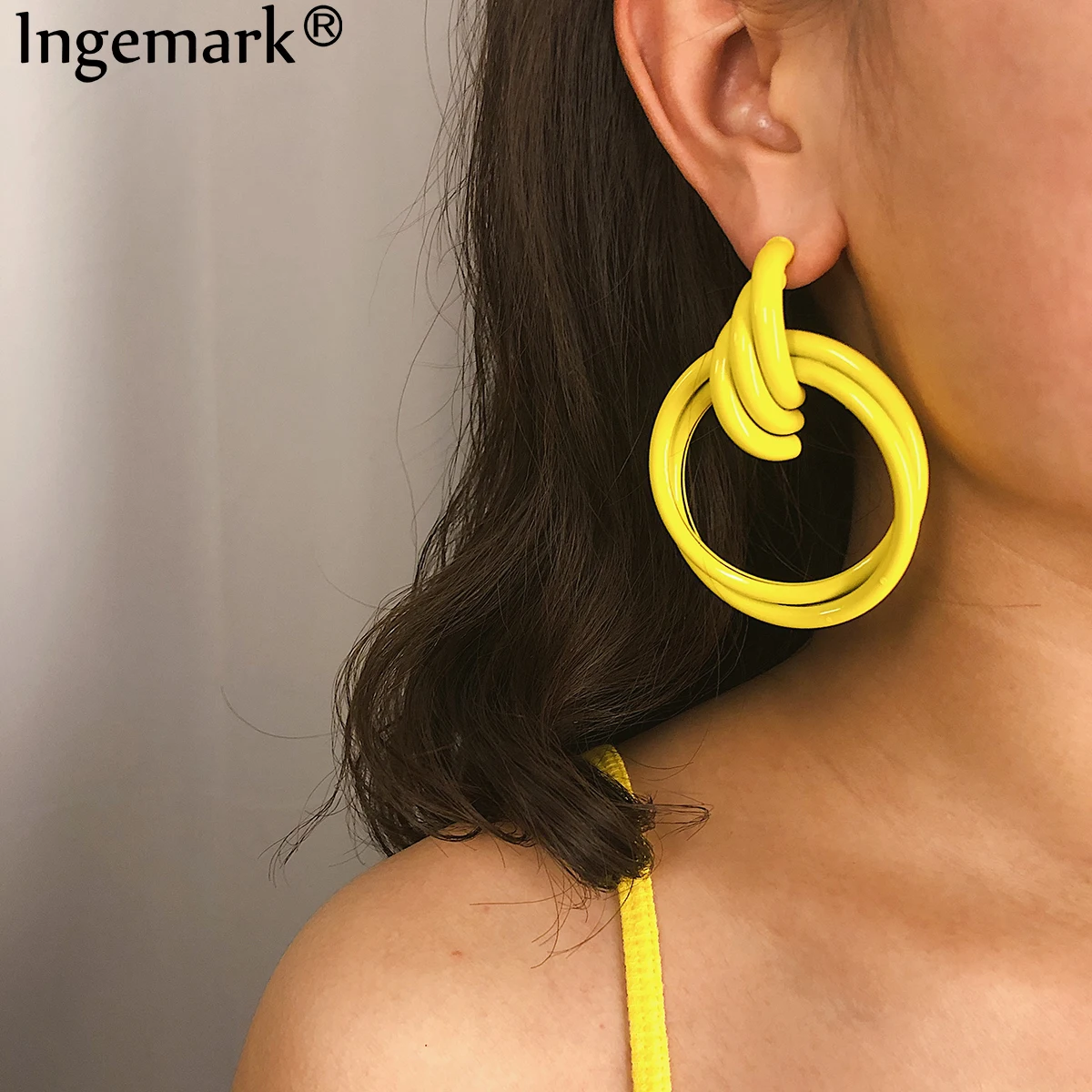 

Ingemark 5 Styles Punk Double Layer Big Circle Dangle Earrings Fashion Bohemin Iron Tube Circle Drop Earrings 2019 Women Jewelry