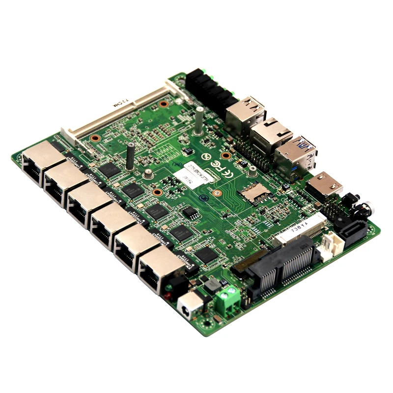 Материнская плата 6LAN для мини-ПК с 4th i3/i5/i7 2G/4G/8G RAM 1 * COM 4 USB опционально Wifi/64G/128G/256G