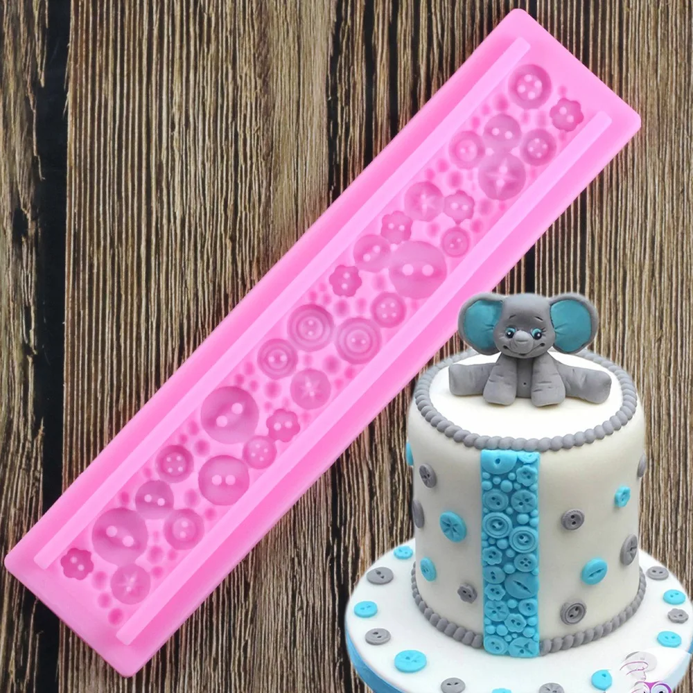 

3D Button Silicone Mold Cake Border Fondant Molds Cupcake Decorating Tools Chocolate Candy Sugarcraft Mould Kitchen Baking Mould