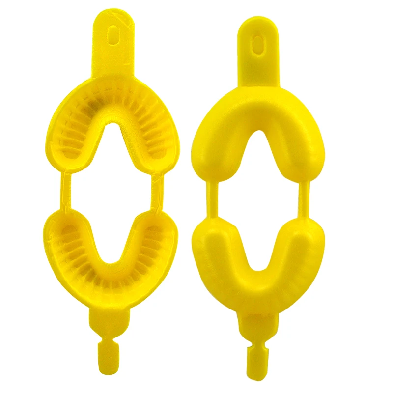 100PCS Dental Fluoride Disposable Dual Arch Trays for Gel or Foam Medium Size Yellow (8) - 