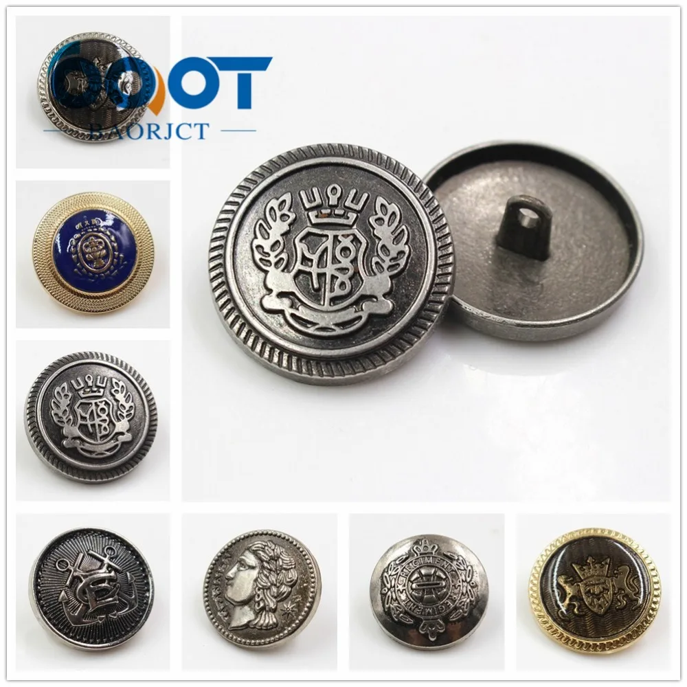 177271,10pcs Vintage Metal Button Crowned Eagle and Crown Lion,anchor