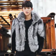 Сезон Зима Для мужчин пальто из искусственного меха с капюшоном, шубы из искусственного лисьего меха Мужская Лоскутная Ткань; на молнии; с отделкой из меха; Верхняя одежда Повседневное размера плюс Меховая куртка 4XL W861