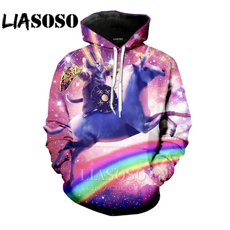 LIASOSO Толстовка 3D принт homme Для мужчин wo Для мужчин лошадь Harajuku Радуга Кошка Толстовка Единорог смешные футболки с рисунком из аниме пиццы толстовки с рисунком собаки E306