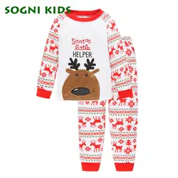 Рождественский подарок Детская Одежда для мальчиков и девочек Детский комплект пижамы для 2017 брендовая одежда с героями мультфильмов для