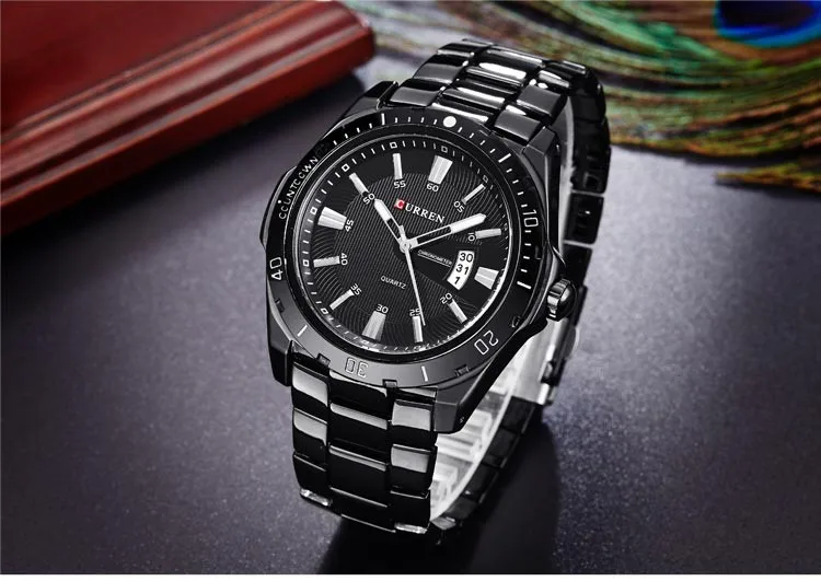  CURREN Fashion Business Wristwatch Casual Military Quartz Sports Men's Watch Full Steel Calendar Ma