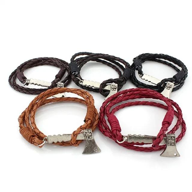 

axe bracelet Men's Jewelry Axe Wrap Viking Bracelet Men's Leather Accessories Antique Silver Hatchet Handmade Pirate Bracelet