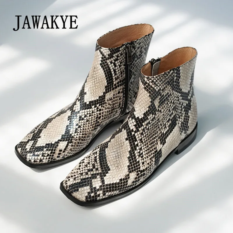 snakeskin chunky boots