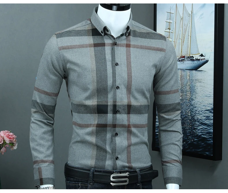 CAIZIYIJIA хлопковая Клетчатая Мужская рубашка с длинным рукавом модная мужская рубашка новая дизайнерская элегантная рубашка брендовая одежда