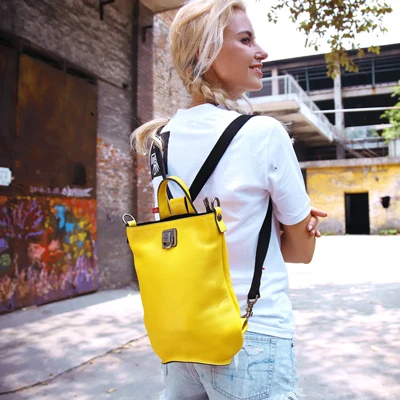 Orabird модный рюкзак из мягкой натуральной кожи для девочек, многофункциональная сумка на спине, Большая вместительная повседневная женская сумка, роскошные городские сумки - Цвет: Цвет: желтый