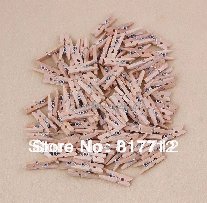 New 100 Mini Wooden Pegs Natural Craft Baby Shower Clothes Pin Line