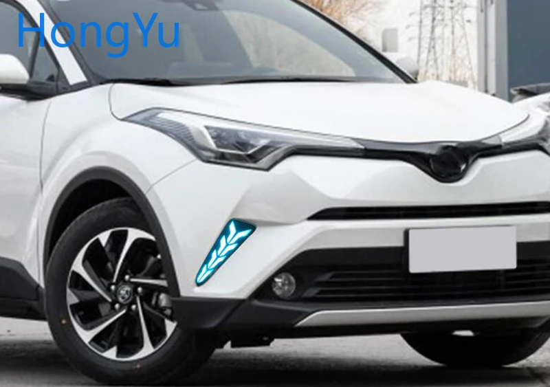 СВЕТОДИОДНЫЙ DRL для Toyota C-HR CHR- дневные ходовые огни Противотуманные фары крышка с желтым поворотным сигналом функции Nightline синий