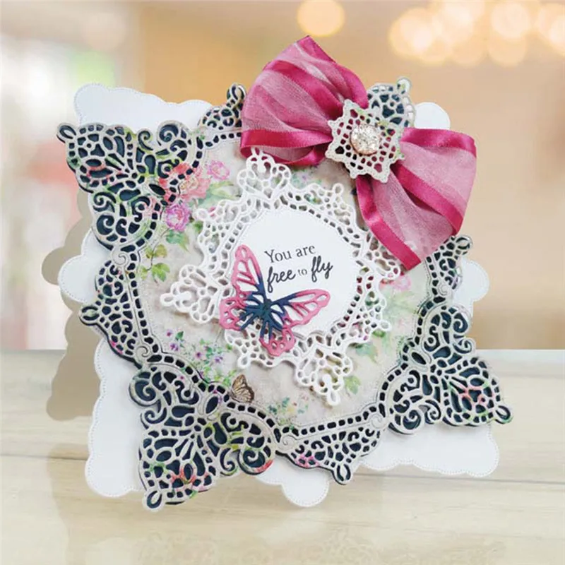 

Lace Square Frame Metal Cutting Dies for Scrapbooking New 2019 Craft Dies Cuts Card Making Stencils Album Embossing