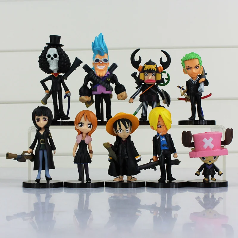 

9pcs/lot Anime One Piece Figure Toy Monkey D Luffy Sanji Zoro Nami Robin Chopper Usopp Franky Brook Mini Model Doll Full Set