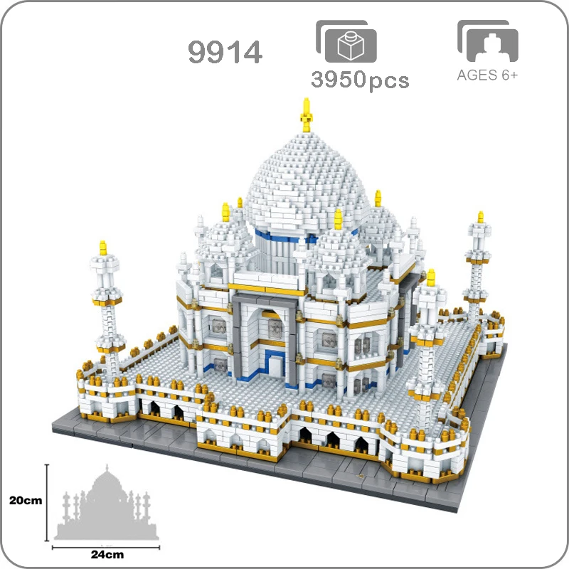 Koop 2019 Wereld Beroemde Architectuur India Taj Mahal Paleis 3D Model Diamant Mini DIY Micro Bouwstenen Bricks Toy Collection