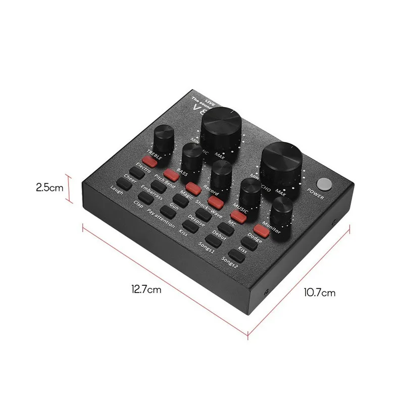 External Audio Mixer Sound Card USB Interface with 6 Sound Modes Multiple 12 Sound Effects Double DSP Noise Rreduction Mixing