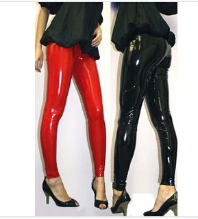

free shipping womens plus size sexy black wet look pvc pants leggings M L XL 2XL