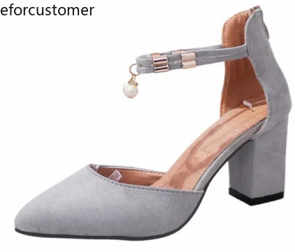 

Women's Heeled Sandals Ankle Strap Block Chunky Buckle Slip On Pointed Toe fashion Comfort banquet Dress Party Chaussures femme