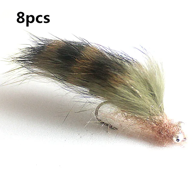 KKWEZVA 8Pcs Rabbit Fur Hare Zonker Stripes for Fly Tying Material Production Streamer Fishing Flies fly fishing Insect lure 8PCS