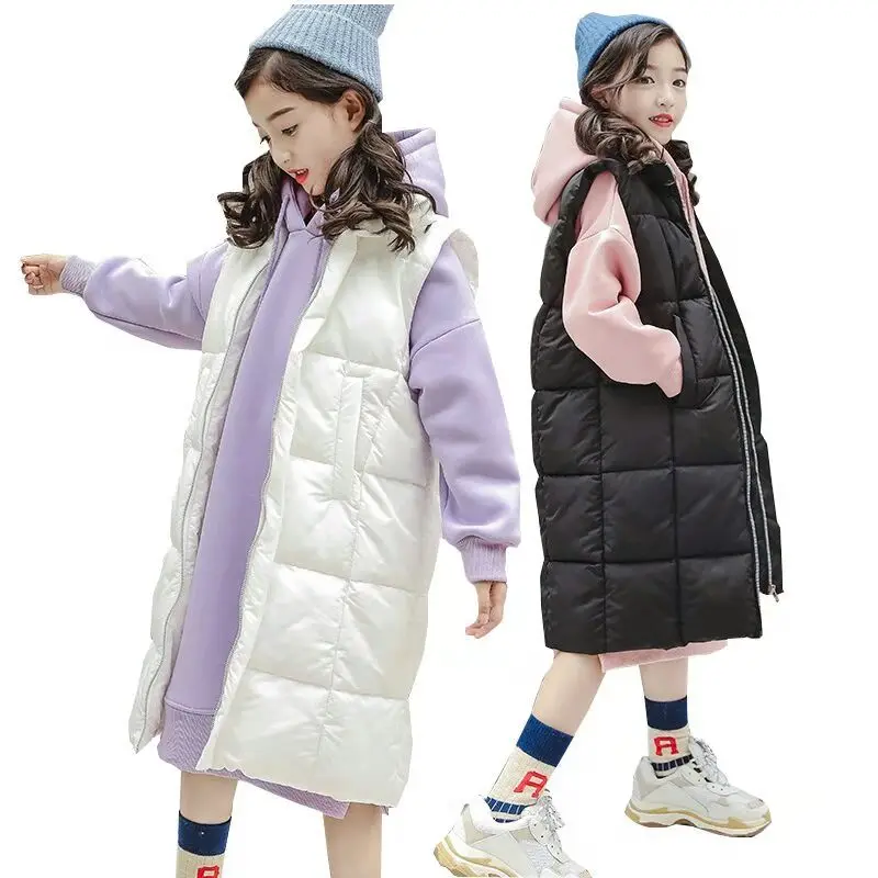 Girls Clothes Sets Winter Girls Down Jacket Vest Children Clothing Velvet Long Hoodie Kids Tracksuit Teenager Kids Costume 10 Y цена Girls Clothes Sets Winter Girls Down Jacket Vest Children Clothing Velvet Long Hoodie Kids Tracksuit Teenager Kids Costume 10 Y цены онлайн