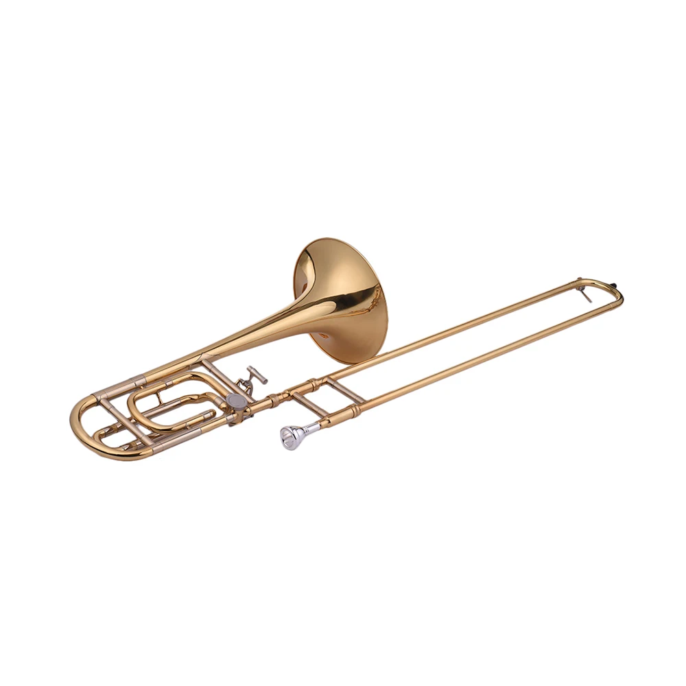 Muslady Trombone промежуточный Bb плоский Tenor Slide Trombone с F насадкой с мундштуком чехол перчатки, Чистящая салфетка