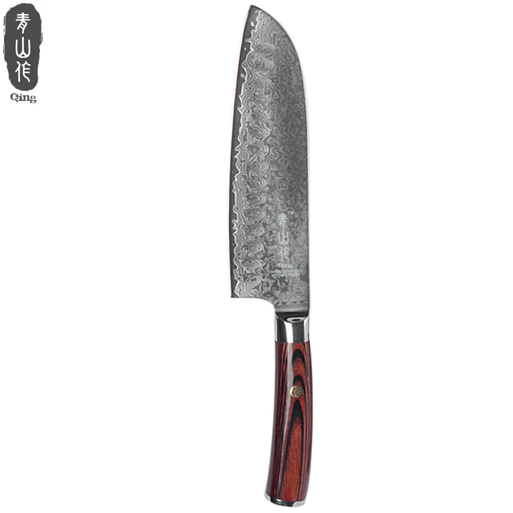 Цин Дамаск ножи 7 &quotдюймов Santoku кухонный нож японский VG10 стали лезвия Цвет