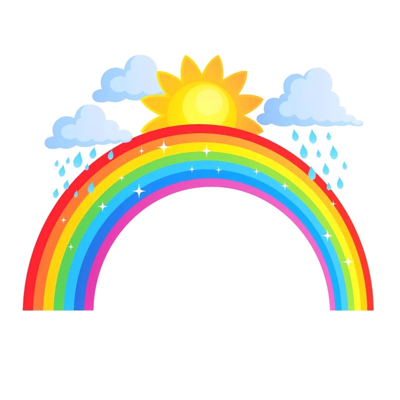 Солнце с радугой рисунок