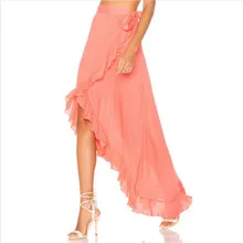 Шифоновая юбка женская с высокой талией парео для пляжа макси юбки сплит летние длинные штаны один размер