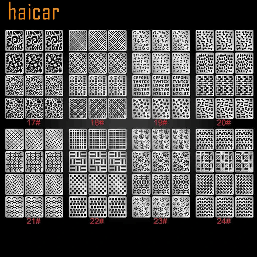 HAICAR 6 листов многоразовые полые наклейки для дизайна ногтей неправильная сетка