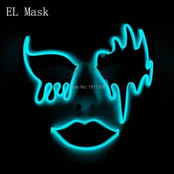 

Free shipping 10 colors select Cool Halloween Masks Sound Activated EL Masks Glowing LED Masks DJ Cosplay for Party Decoration