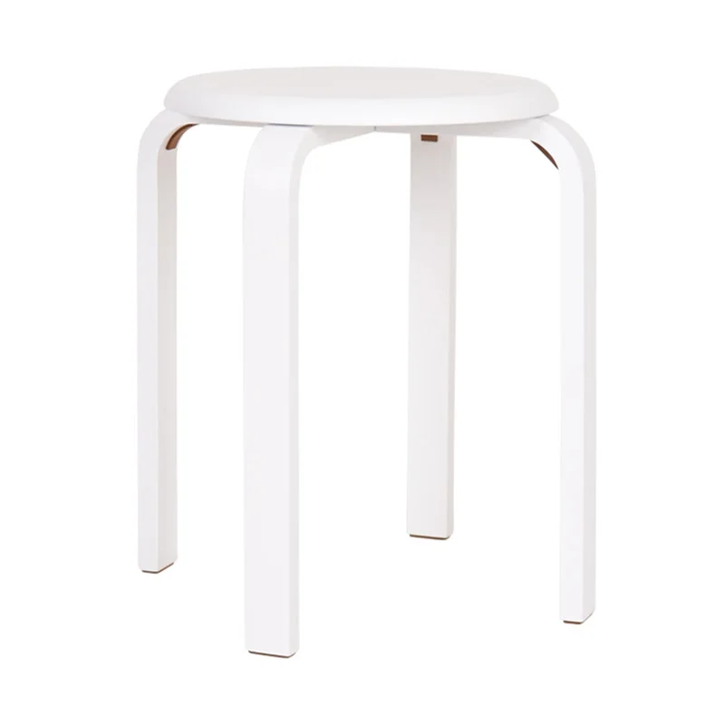 INNESS Set of 2 livingroom usage round wooden stool Whitein Stools