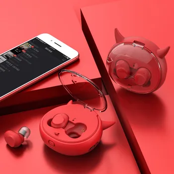 

Mini Cufflinks Personality Devil TWS Bluetooth Earphones 5.0 True Wireless Earphones Earphone Charging Case Waterproof Earphones