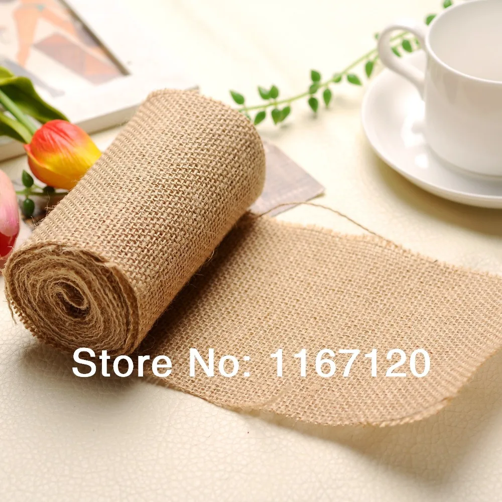

2roll/lot total 6Yards Natural Burlap Ribbon Rustic Wedding Decoration Gift Wrapping 12cm Wide(FG03)