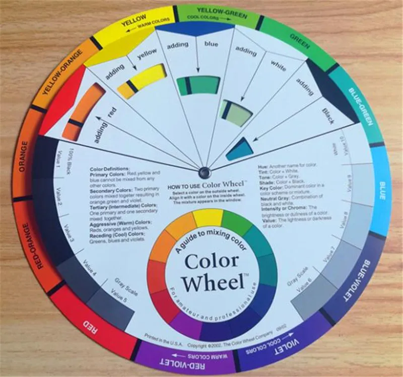 

Professional Tattoo Nail Pigment 12 Color Wheel Paper Card Supplies Three-tier Design Mix Guide Round The Central Circle Rotates