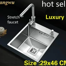 Квартира роскошная кухня ручная раковина одинарная мойка сделать блюда стандарт 304 нержавеющая сталь Горячая 290x460 мм