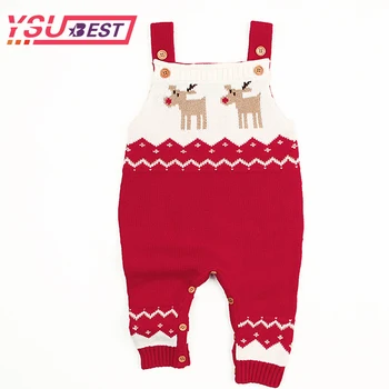 

Infant Romper Christmas Deer Kids Jumpsuit Sleeveless Newborn Baby Boys Girls Romper Knitted Sweater Children's Clothse Outwear