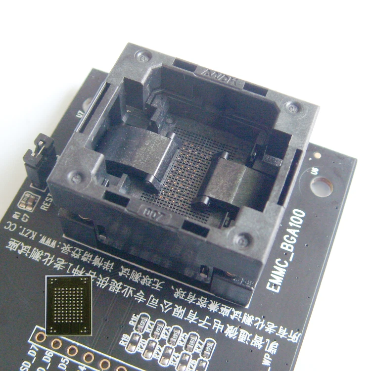 EMMC100 разъем USB интерфейс, для тестирования BGA100, размер вспышки Nand 12x18 мм Шаг 1,0 мм eMMC считыватель программист ДАННЫЕ гнездо для восстановления
