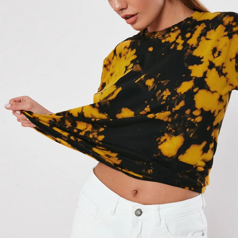 

Vintage Summer Women T-shirt Splash-ink Print O-neck Short Sleeve Ladies Tshirt Tops Casual Loose Gothic Female Clothing