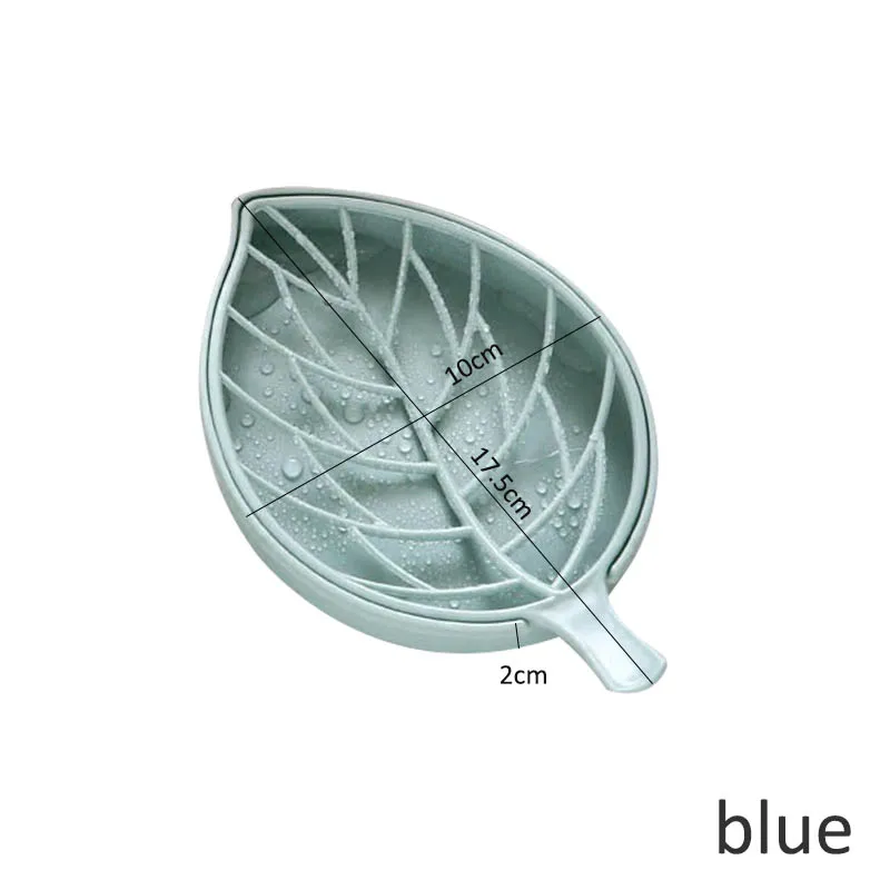 Многофункциональный портативный 1 шт. мыло, мыльница Sopa контейнер пластиковые аксессуары для ванной парные слои лист форма - Цвет: Синий