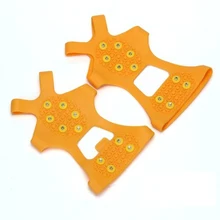 Хорошая сделка пара льда снега обуви шипы Захваты кошки бутсы Пешие прогулки Рыбалка Альпинизм оранжевый M