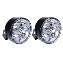 2 PCs 4 LED Round DRL Daytime Running Driving Auto Car Fog Light Lamps Bulb Kit Set Top Quality Oct 24