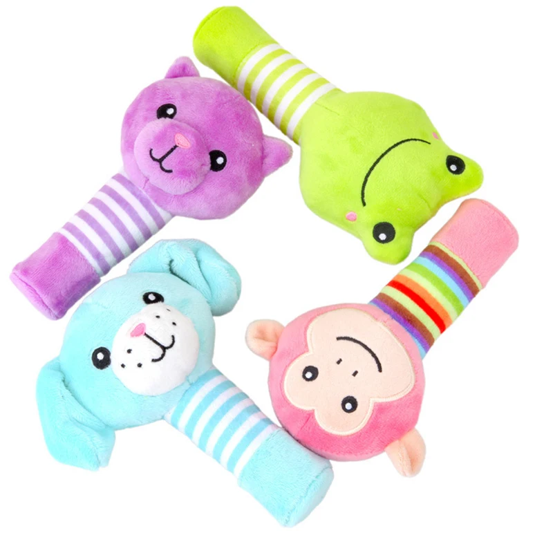 1pc Baby Rattle Toy Animal Dog Bear Frog Monkey Soft Plush Infant Handbell Rattle Toy Newborn