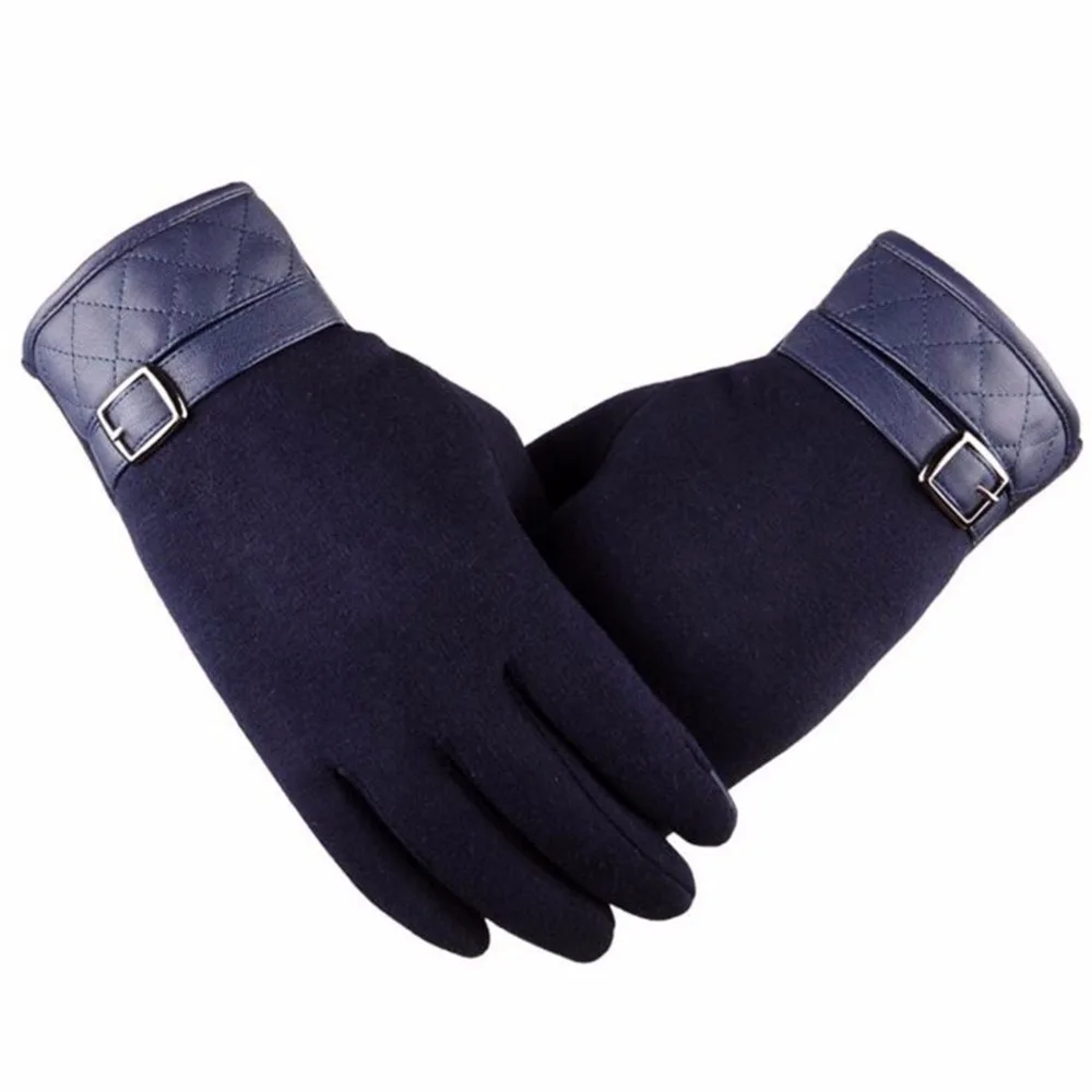 Мужские кожаные не пуховые кашемировые замшевые перчатки лучше теплые зимние перчатки с сенсорным экраном синие перчатки Мужские