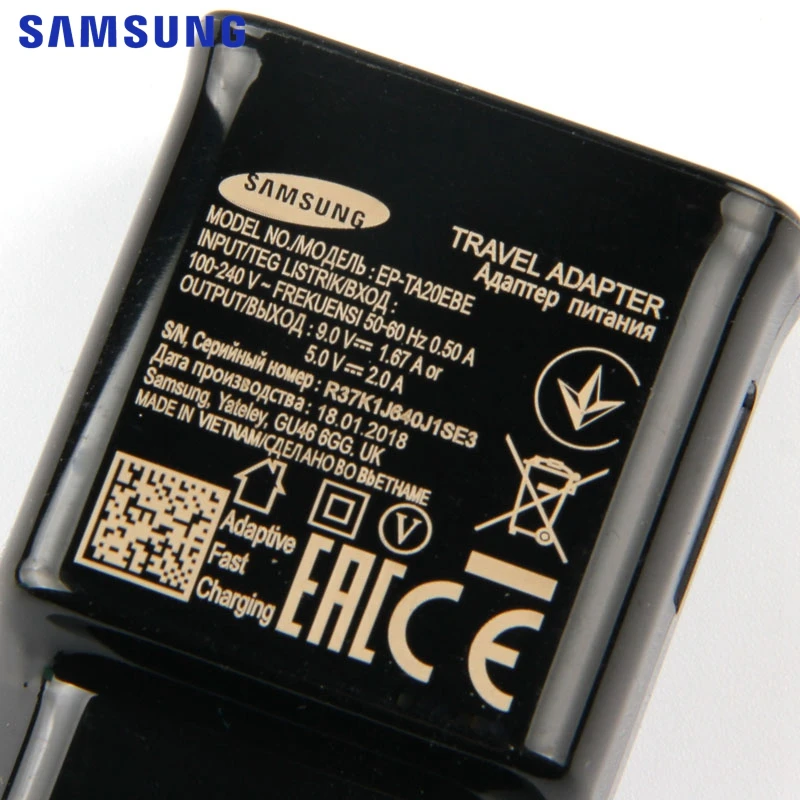 SAMSUNG Оригинальное быстрое зарядное устройство 9V1.67A адаптер ЕС/США для Samsung GALAXY S9