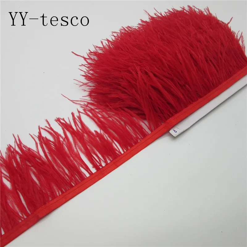Новинка! высокое качество 5-10 метров страусиных перьев ленты, перо Длина 8-11 см/DIY Аксессуары для одежды - Цвет: red