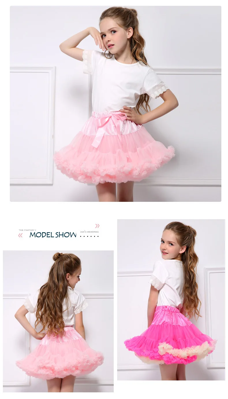 От 1 до 10 лет юбка-пачка для маленьких девочек Новинка весны лето-осень детские юбки для вечерние балетный танец, сплошные шифоновые юбки для детей
