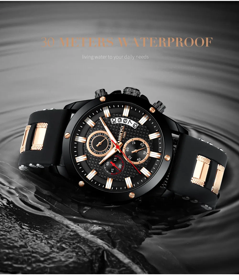 NIBOSI Chronograph Watch Men Sport Quartz Clock Mens Watches Top Brand Luxury Silicone Strap Casual Military Watch Male Blue     (4)